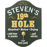 19TH HOLE Wood Sign