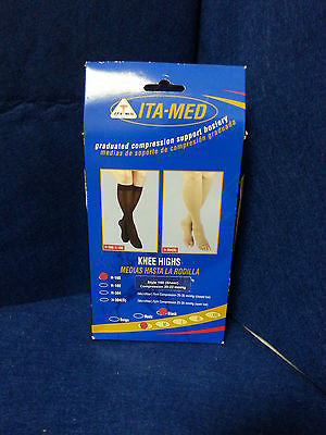 ITA-MED Sheer Knee Highs Compression Hoisery, Black - Small   I8112P