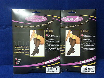 Gabrialla Sheer Knee Highs Compression, Beige/Black - Small (Set of 2)   I8113P