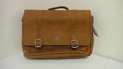 NCAA Kentucky Wildcats Tan Leather Porthole Laptop Briefcase      I121219P