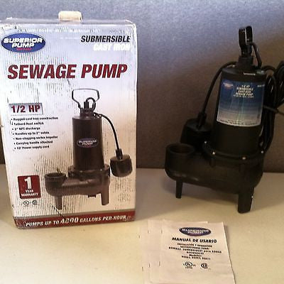 Superior Pump 93501 1/2-Horsepower Cast Iron Sewage Pump   V914QRE