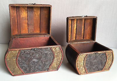 Nearly Natural 528 Decorative Chests, Brown - Set of 2    V105IRE