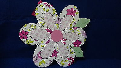 The Kids Room Whimsical Die Cut Wall Plaque, Pink Floral Flower    D863E