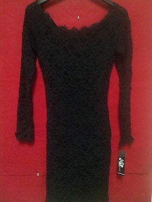 Jump Juniors Long-Sleeve Stretch-Lace Dress with Eyelash Trim Black-1-2  J10914A