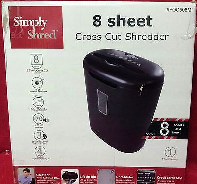 SimplyShred FOC508M 8 Sheet Crosscut Paper Shredder, Security Level 3   I9185R