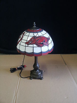 Memory Company Arkansas Razorbacks Stained Glass Table Lamp   F728JRB