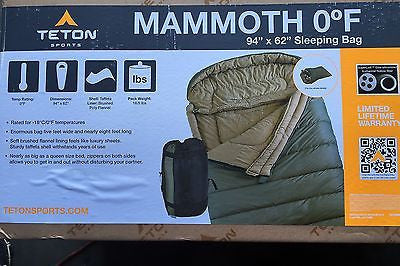 Teton Sports Mammoth Queen Size Flannel Lined Sleeping Bag (94"x 62")  I1012ZRB