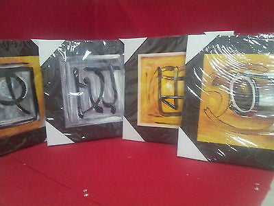 Wieco Art "Cups" Stretched and Framed Hand-Painted Modern Abstract Oil J1092A