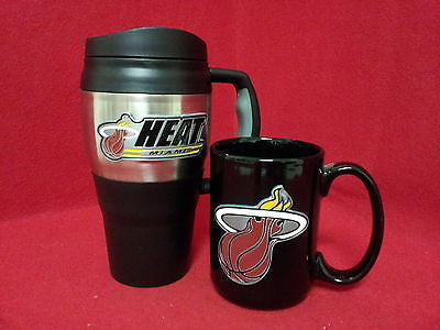 NBA 20oz Travel Mug and 15oz Ceramic Mug Set, Black/Silver     I8513B