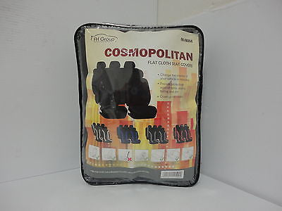 FH Group FH-FB054 Cosmopolitan Flat Cloth Seat Covers, Black    I51310I