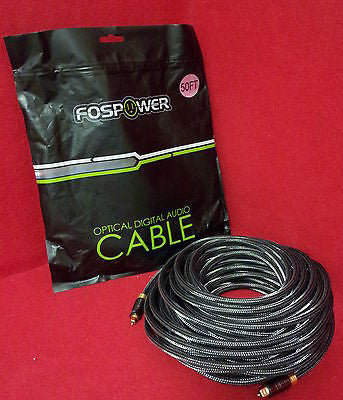 FosPower 50 Feet 24K Gold Plated Toslink Digital Optical Audio Cable  I9243M