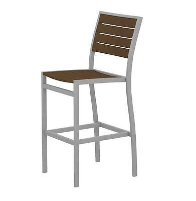 POLYWOOD A102FASTE Euro Bar Side Chair, Textured Silver/Teak   D6242RC