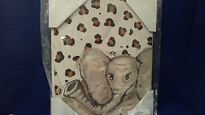 The Kids Room Rectangle Wall Plaque, Elephant with Cheetah Print   D8612E