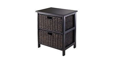 Winsome Omaha Storage Rack with 2-Foldable Basket, Chocolate/Black    V101GRD