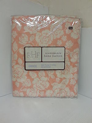 Renaissance Home Fashion Grace Body Pleat Floral Bedspread, Full - Coral  I7217C