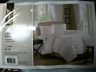 Home Essence Cambria 3-Piece Duvet Mini Set, King, White  V92TRC