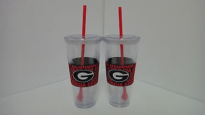 NCAA Georgia Bulldogs Bold Slider Top Tumbler, Set of 2     I4139M