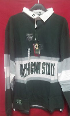 NCAA Michigan State Spartans Men's Panel Rugby, Green/White/Gray XLarge J8201D