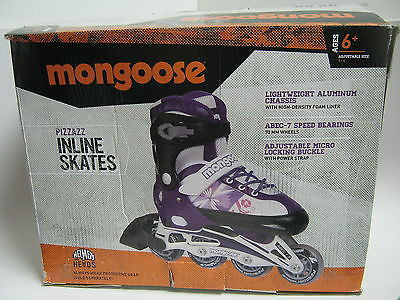 Mongoose Girl's Inline Skates, 1-4 Size/Small Purple/ White G472E