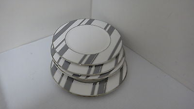 Mikasa Color Studio Gray Platinum Stripes Set of 4 Accent Plates (D5232B)