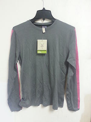 Ibex Outdoor Clothing Women's Long Sleeve Indie Crew, Gray/Pink - L   I7175B