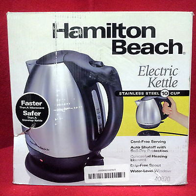 Hamilton Beach 40870 Stainless Steel 10-Cup Electric Kettle, Silver   I1017D