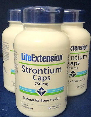 Life Extension Strontium, 750 mg, 90 Vegetarian Capsules, PK of 3    D8265M