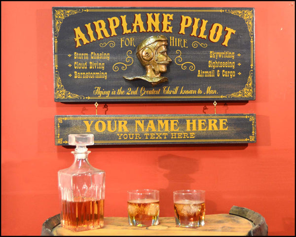 Airplane Pilot Occupational Wood Signs