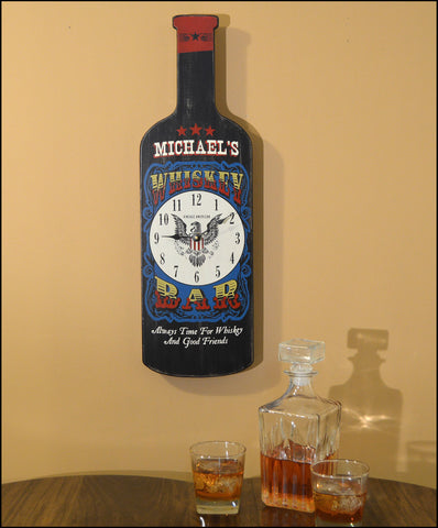 American Whiskey Bar Bottle Shaped Clock