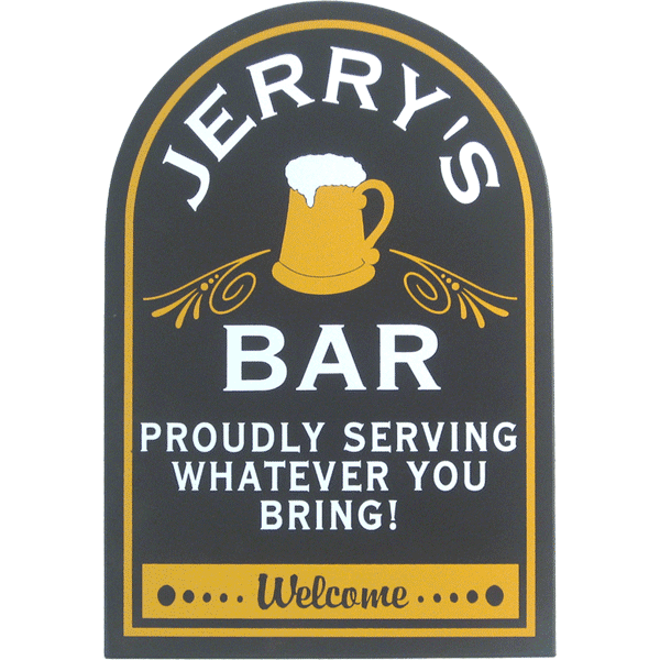 BAR PROUDLY WITH MUG Wood Sign