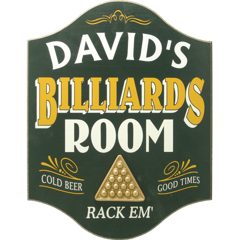 BILLIARDS ROOM MC Wood Sign