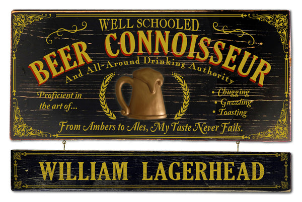 Beer Connoissour Occupational Wood Signs