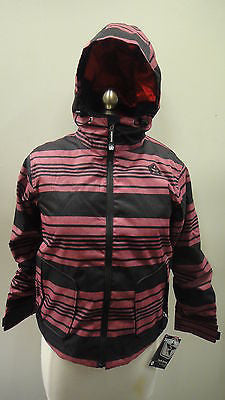 Sessions Girl's Munchie Heather Stripe Snowboard Jacket, Pink - Small (I10295)